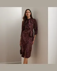 Ralph Lauren Kurzgrößen - Hemdkleid aus Charmeuse mit Rüschen Red