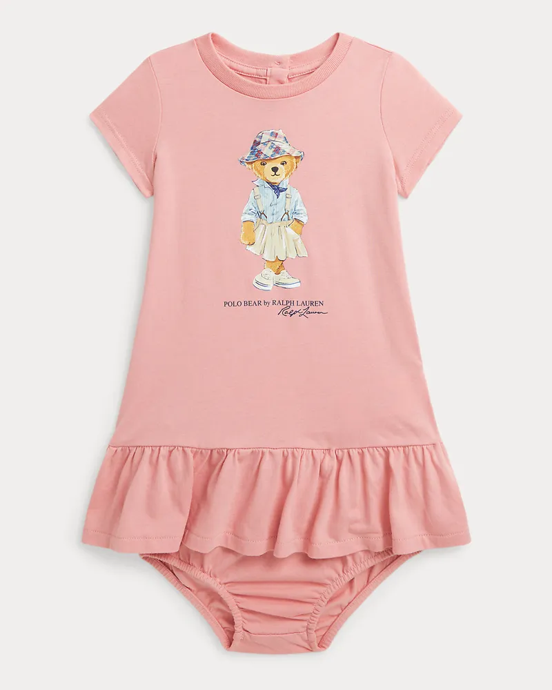 Ralph Lauren T-Shirtkleid mit Polo Bear und Höschen Pink