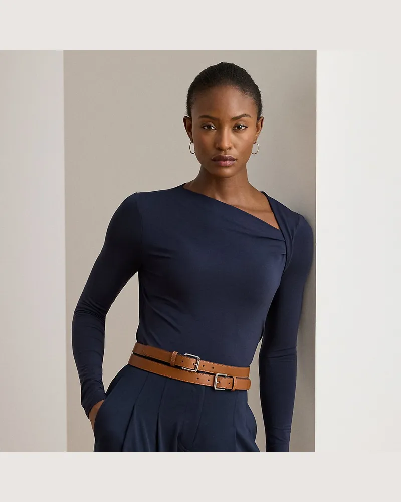 Ralph Lauren Asymmetrisches Stretchjersey-Oberteil Blue