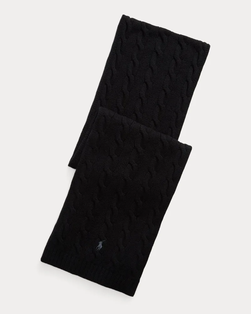 Ralph Lauren Woll-Kaschmirschal mit Zopfmuster Black