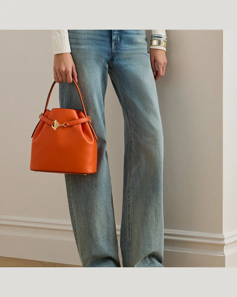 Ralph Lauren Mittelgroße Leder-Beuteltasche Blaike Orange