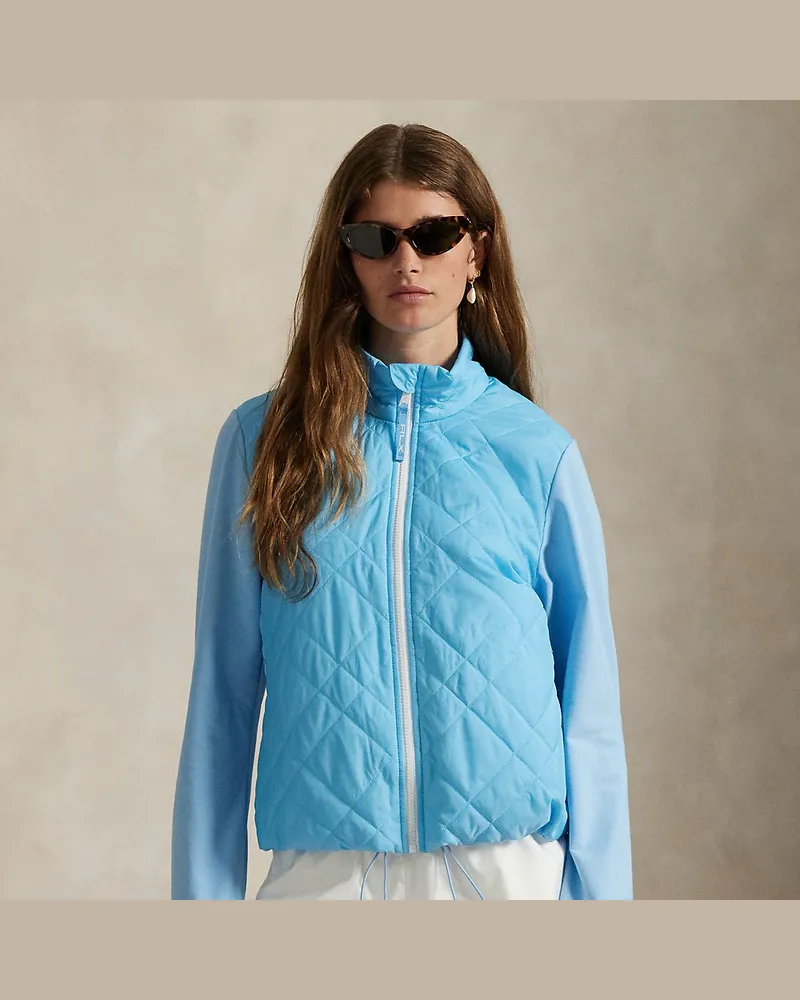 Ralph Lauren Hybrid-Frotteejacke mit Steppbahn vorne Blue
