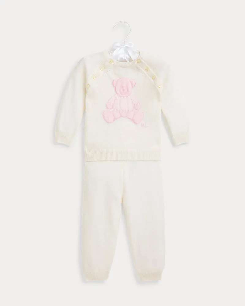 Ralph Lauren Set aus Kaschmir-Pullover und Hose Pink