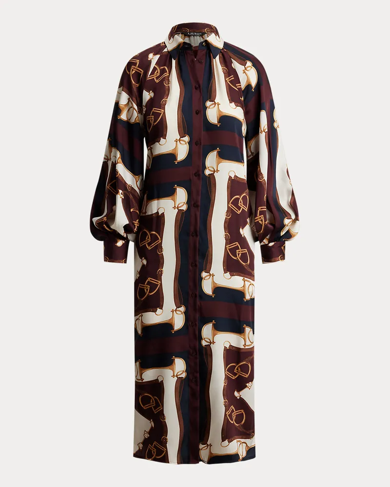 Ralph Lauren Kurzgrößen - Twill-Midi-Hemdkleid mit Reitermuster Blue