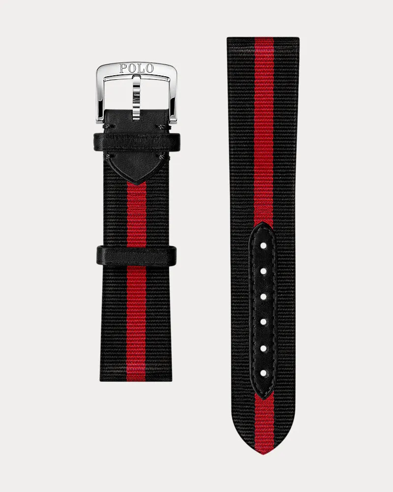 Ralph Lauren Uhrenarmband aus gestreifter Seide Black