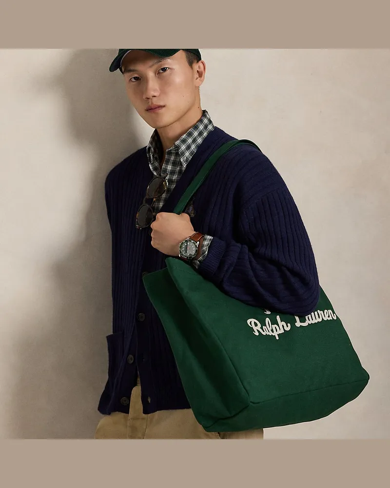 Ralph Lauren Bestickte Segeltuchtragetasche Green