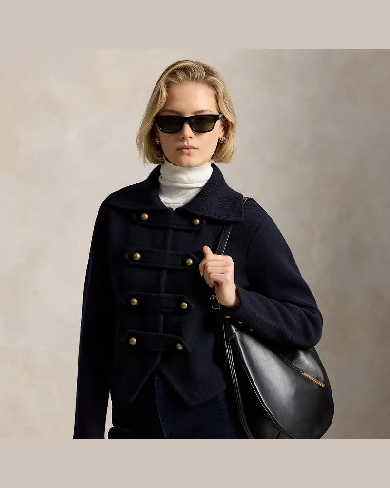 Ralph Lauren Zweireihige Strickjacke aus Wollmischung Blue