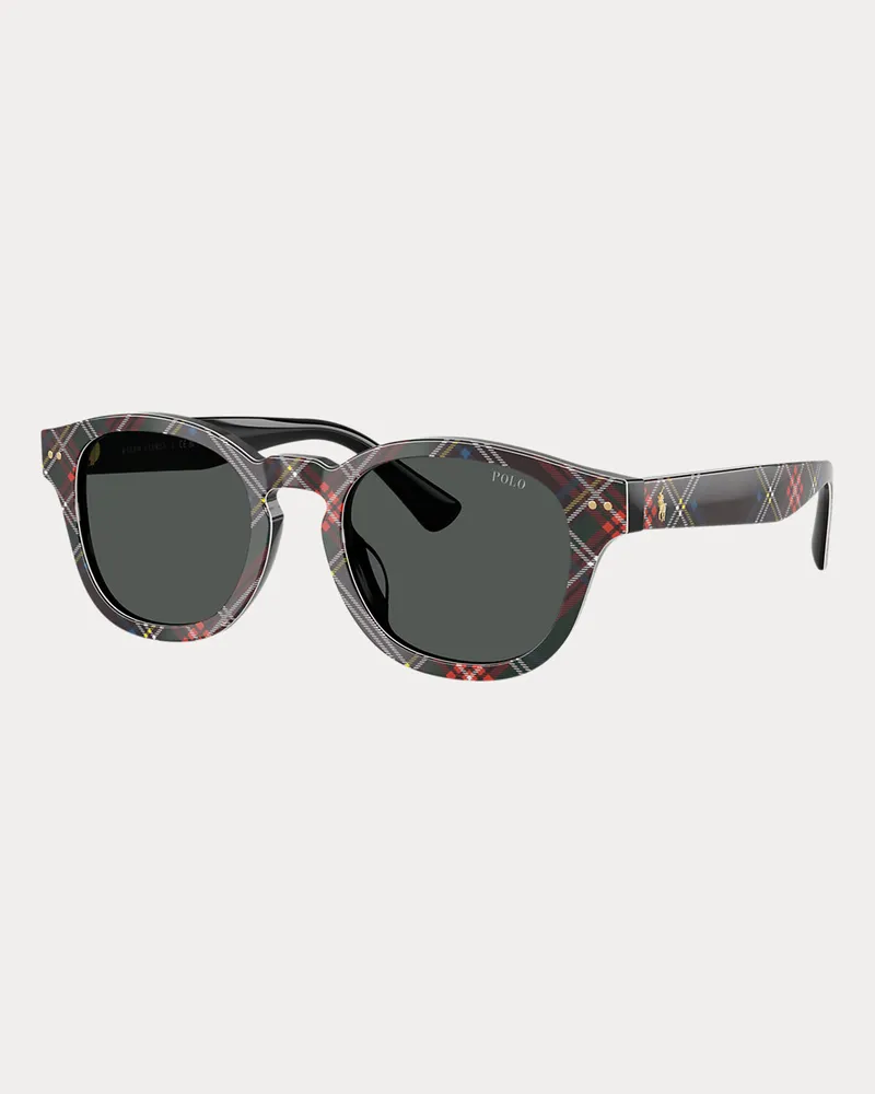 Ralph Lauren Runde Sonnenbrille mit Ruderstreifen Black