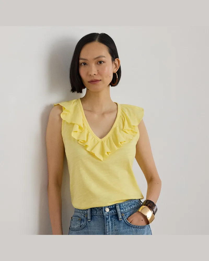 Ralph Lauren Ärmelloses Jersey-Oberteil mit Rüschen Yellow