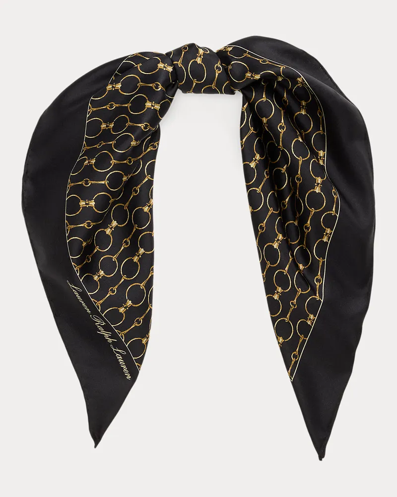 Ralph Lauren Quadratisches Seidentuch mit Kettendruck Black