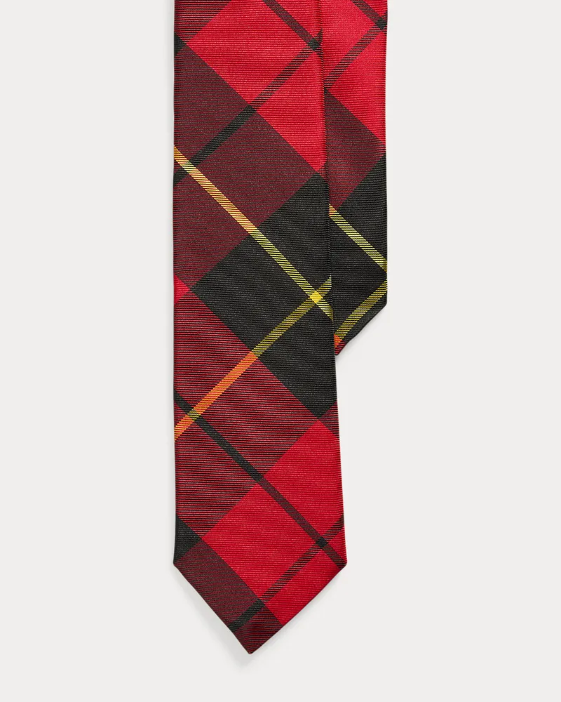 Ralph Lauren Karierte Seidenkrawatte Red