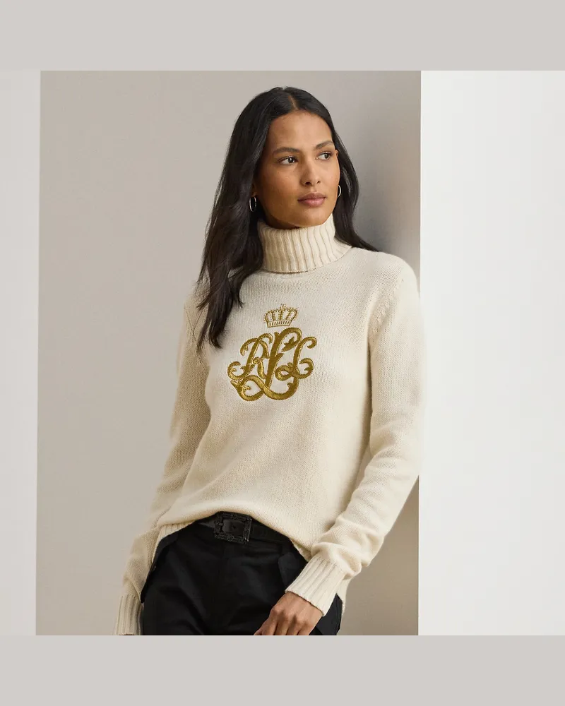 Ralph Lauren Rollkragenpullover mit gesticktem Logo Cream