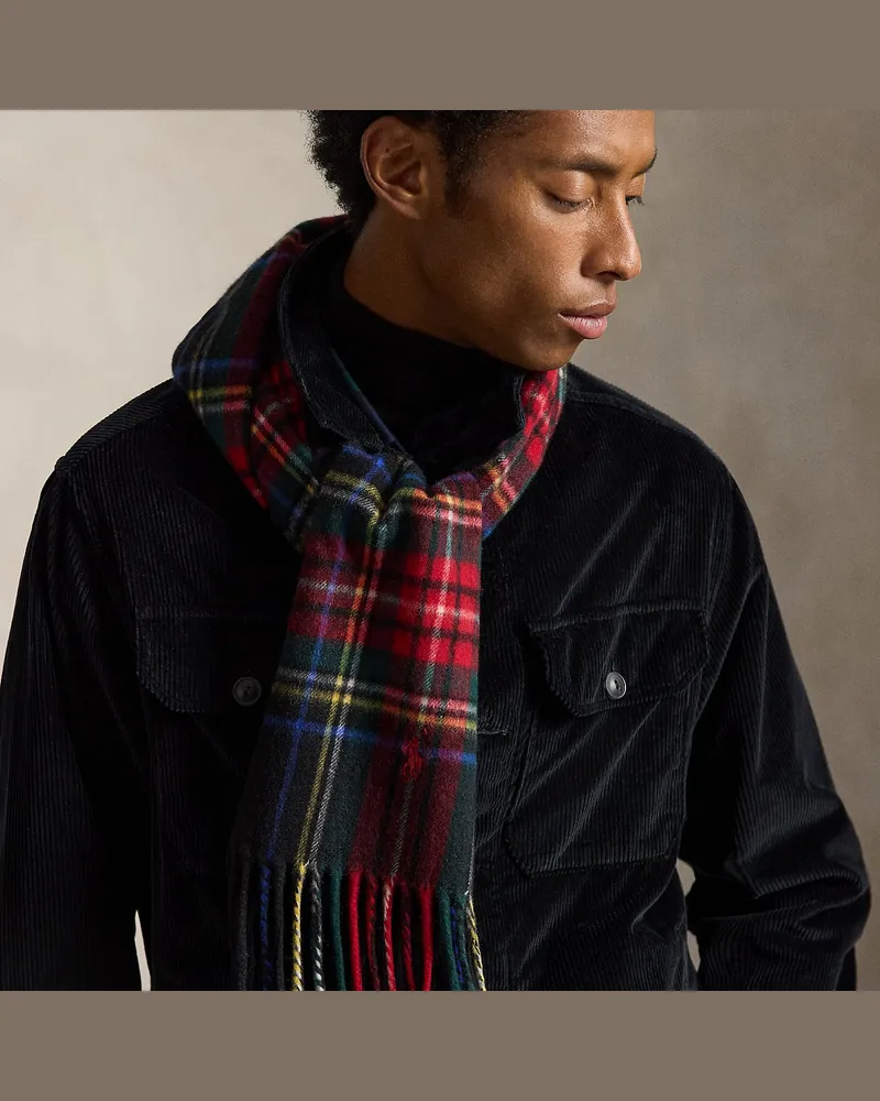Ralph Lauren Karierter Schal aus Kaschmir Black