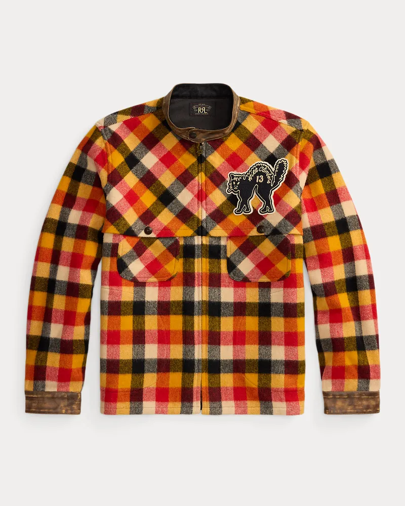 Ralph Lauren Karierte Hemdjacke mit Katzenaufnäher Yellow