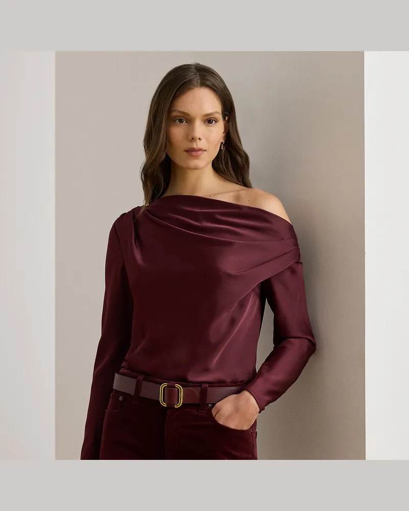 Ralph Lauren Schulterfreie Bluse aus Satin-Charmeuse Red