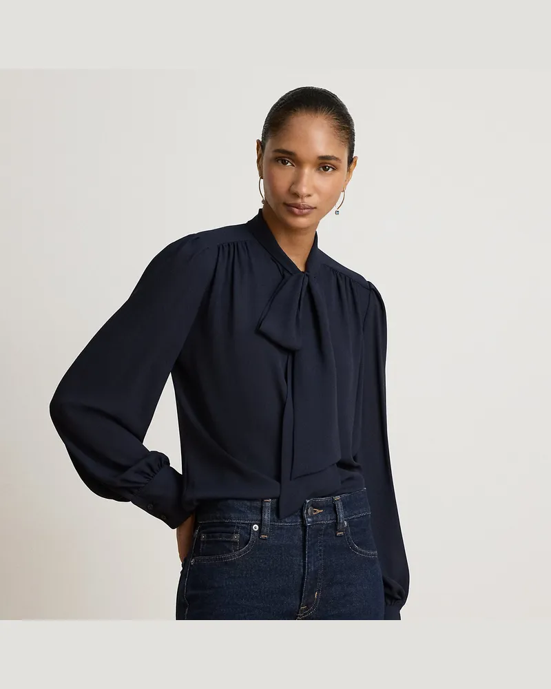 Ralph Lauren Schluppenbluse aus Georgette Blue