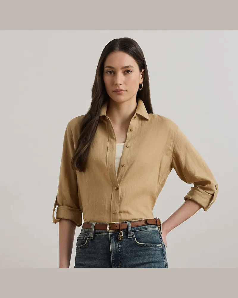Ralph Lauren Relaxed-Fit Leinenhemd Tan