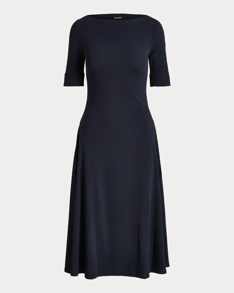 Ralph Lauren Kurzgrößen - Geripptes Midikleid aus Baumwollstretch Blue