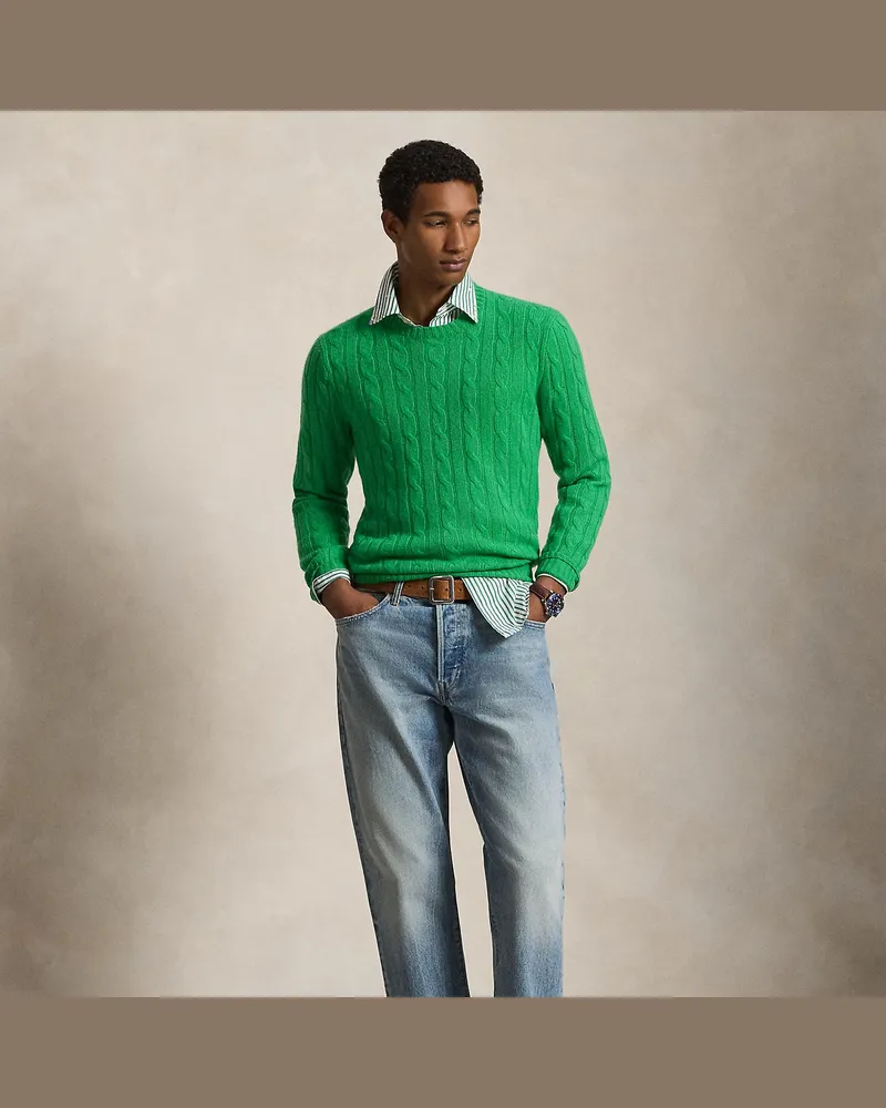 Ralph Lauren Kaschmirpullover mit Zopfmuster Green