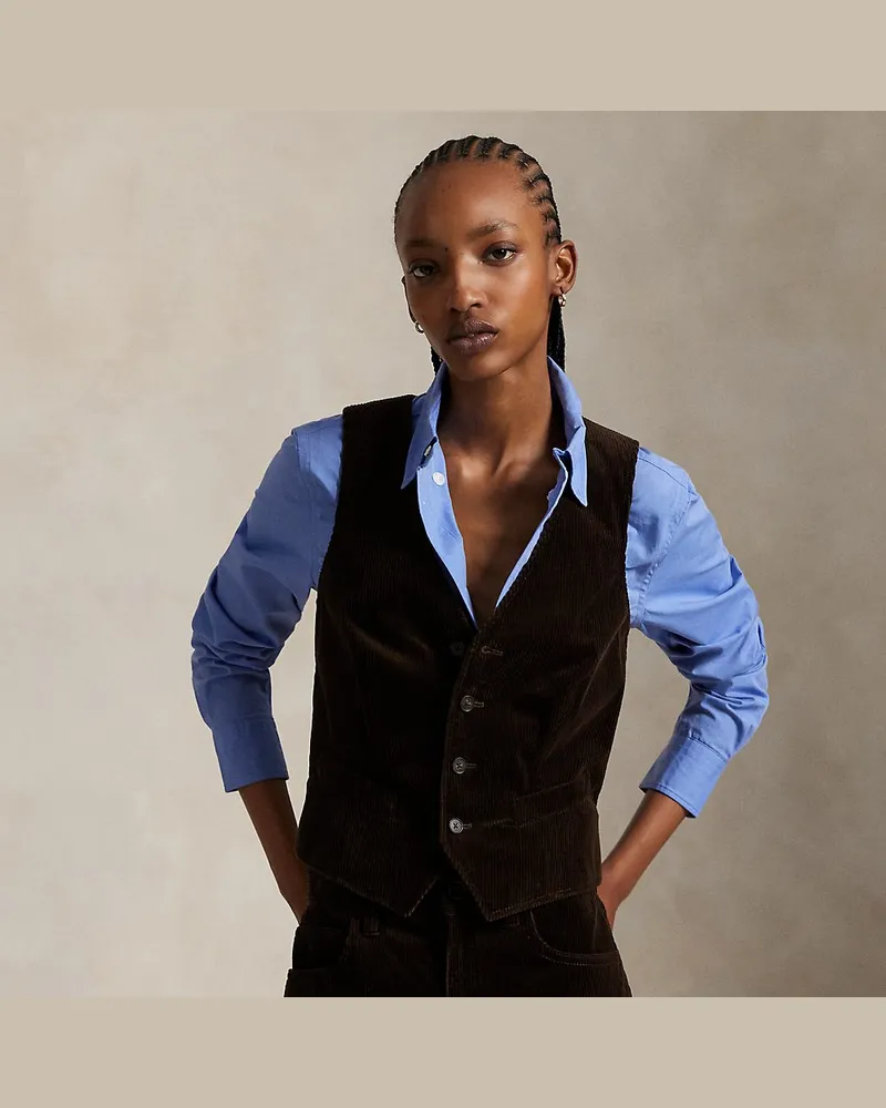 Ralph Lauren Weste aus Kordsamt Brown