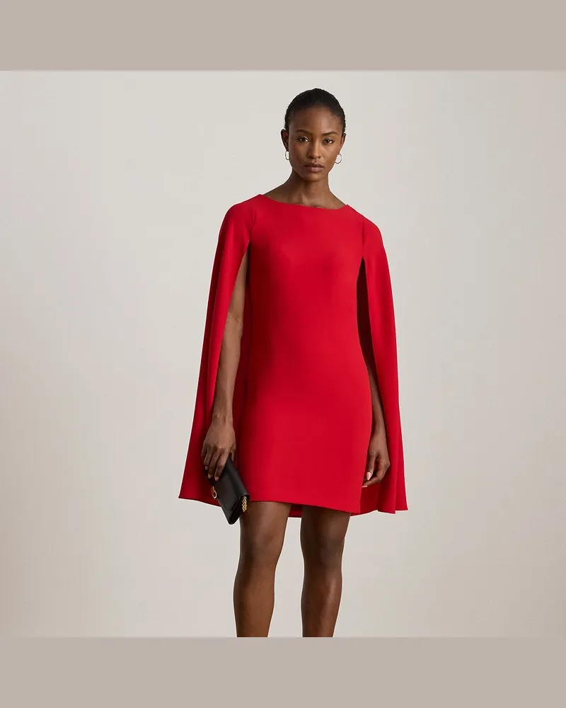 Ralph Lauren Cape-Cocktailkleid aus Georgette Red