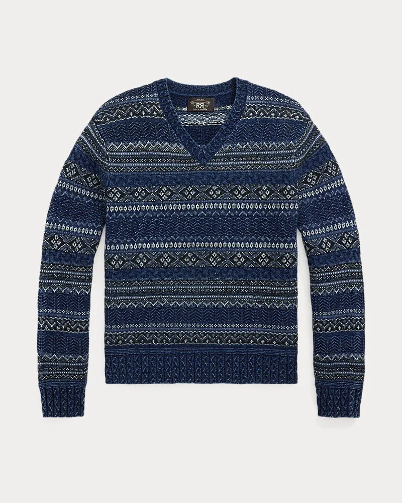 Ralph Lauren Indigo-Pullover mit Fair-Isle-Muster Blue