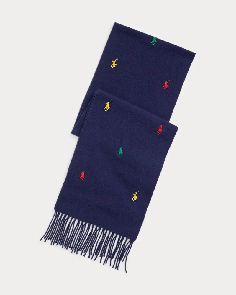 Ralph Lauren Wollschal mit Polo Pony Multi