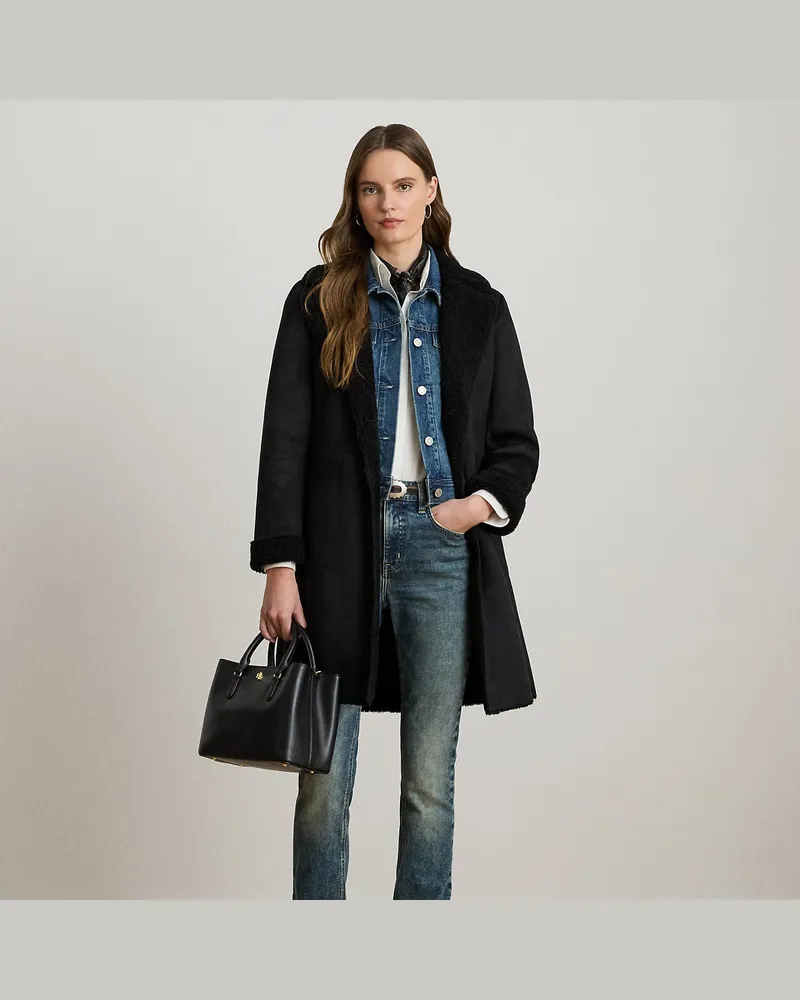 Ralph Lauren Mantel aus Kunstlammfell und -wildleder Black