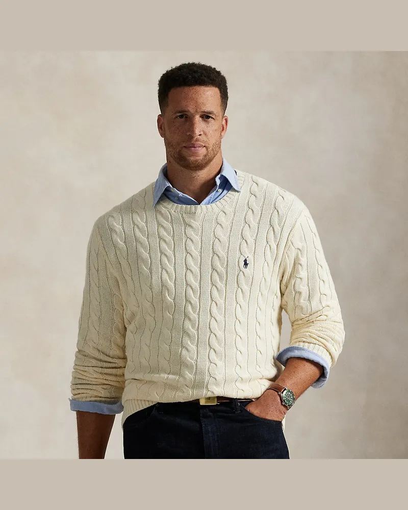 Ralph Lauren Große Größen - Baumwollpullover mit Zopfmuster Tan