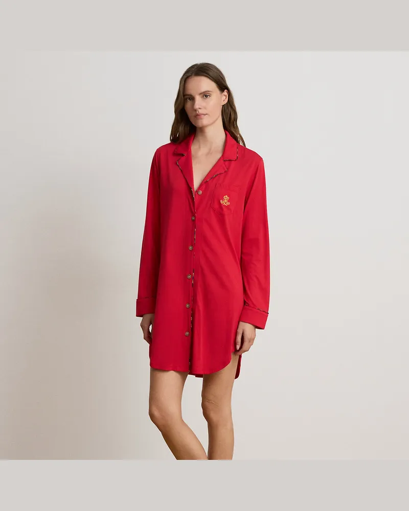 Ralph Lauren Nachthemd aus Jersey mit Karobesatz Red