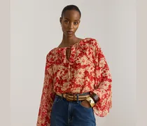 Geblümte Georgettebluse mit Rüschen