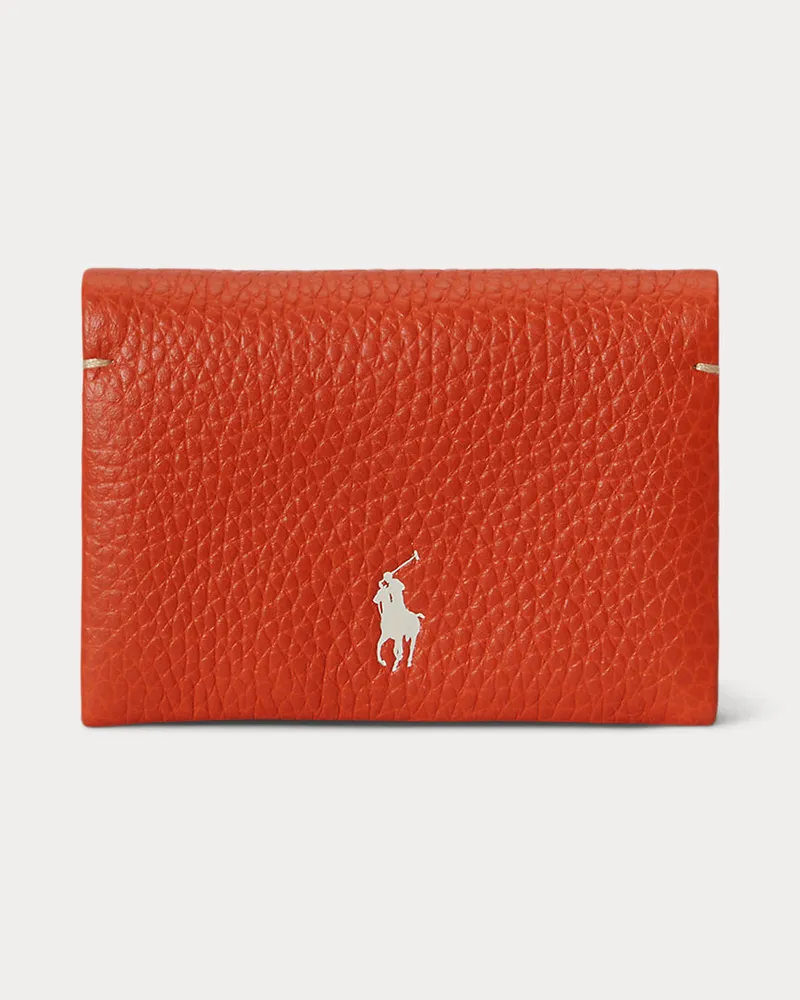Ralph Lauren Lederkartenetui Polo Play mit Druckknopf Orange