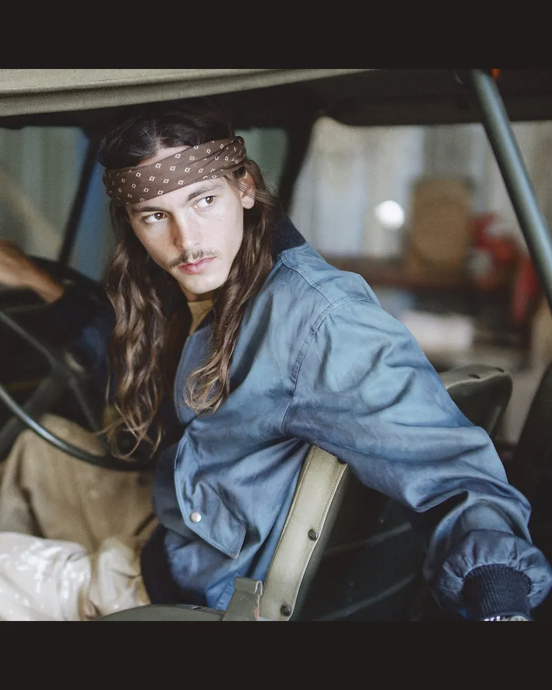 Ralph Lauren Bestickte Fliegerjacke aus Satin Blue