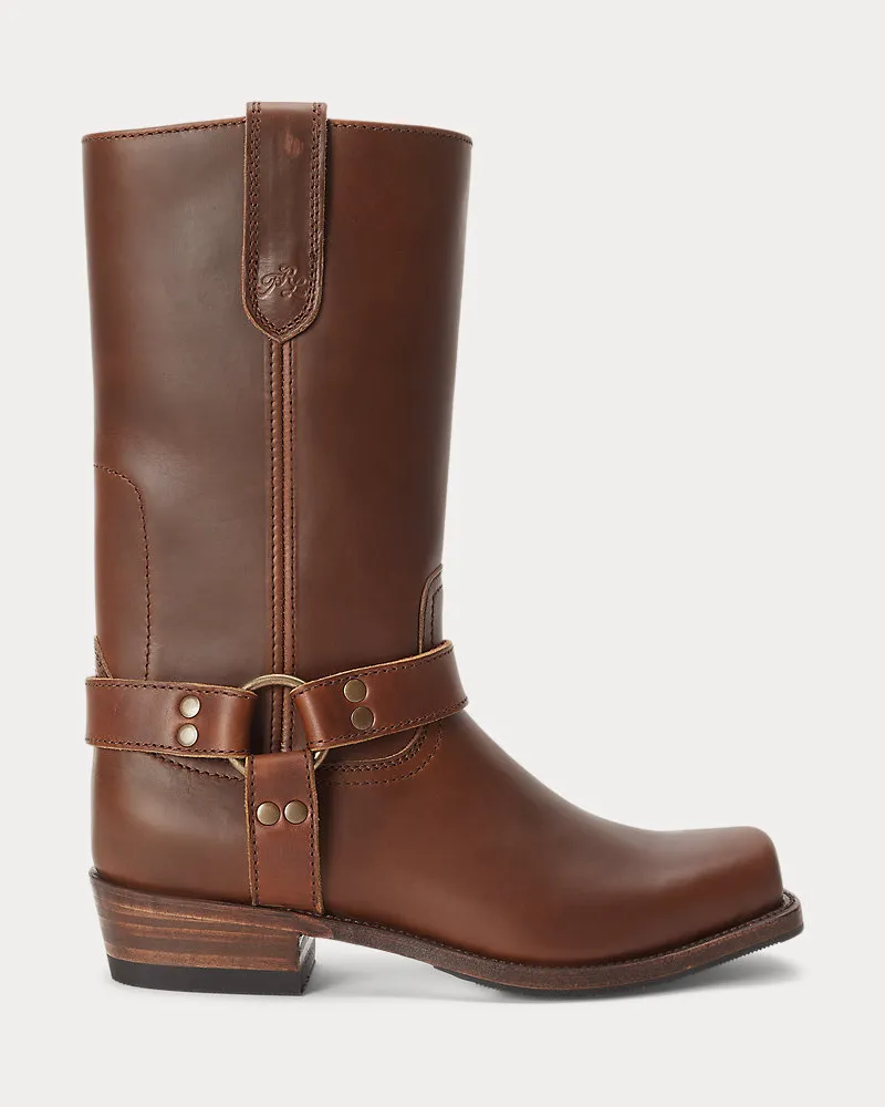 Ralph Lauren Leder-Westernstiefel im Reiterstil Tan