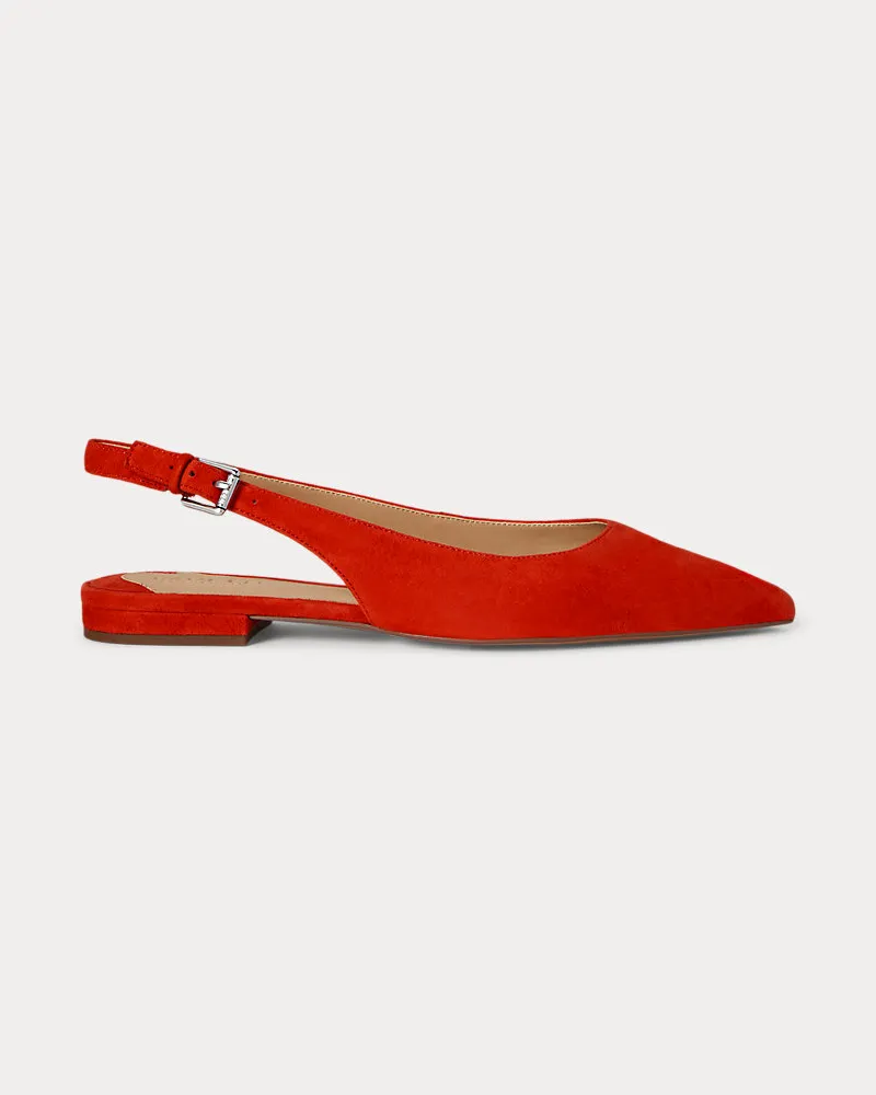 Ralph Lauren Wildleder-Ballerina Londyn mit Riemchen Red