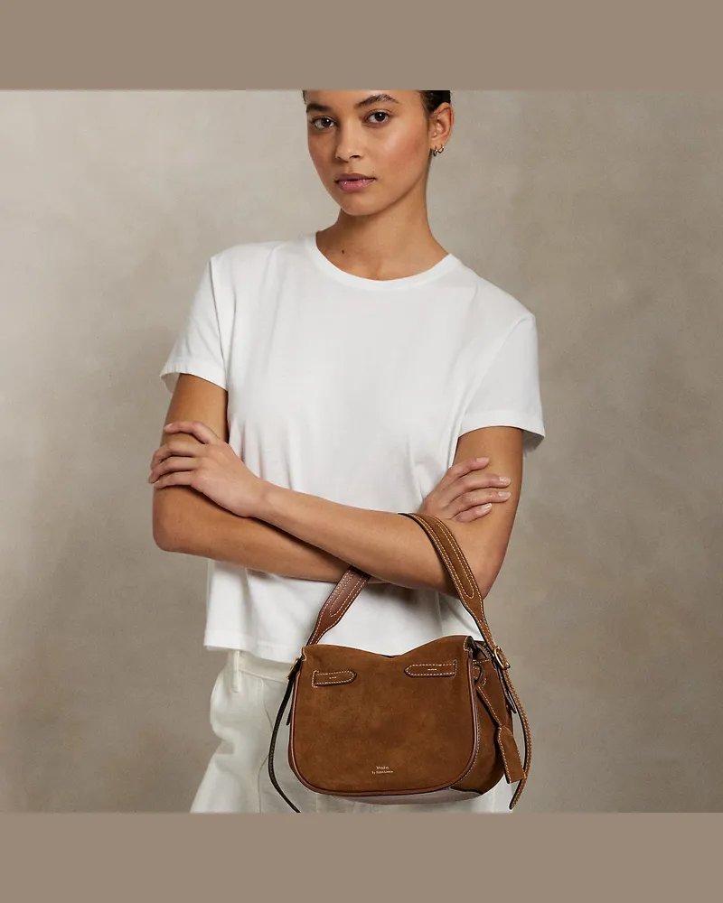 Ralph Lauren Mini-Umhängetasche Polo ID aus Wildleder Brown