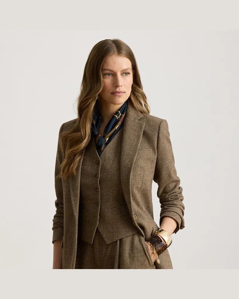 Ralph Lauren Glencheck-Blazer aus Wolltwill Brown