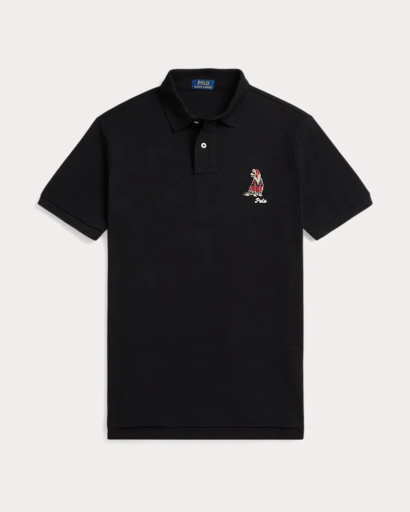 Ralph Lauren Custom-Slim-Fit Poloshirt mit Stickerei Black