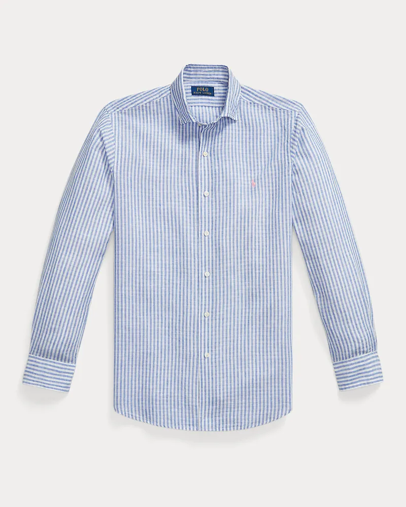 Ralph Lauren Custom-Fit Seersucker-Hemd mit Streifen Blue