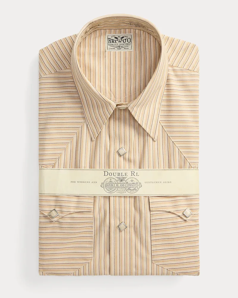Ralph Lauren Gestreiftes Slim-Fit Westernhemd Natural