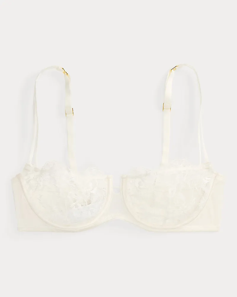 Ralph Lauren Balconette-BH aus Satin und Spitze White