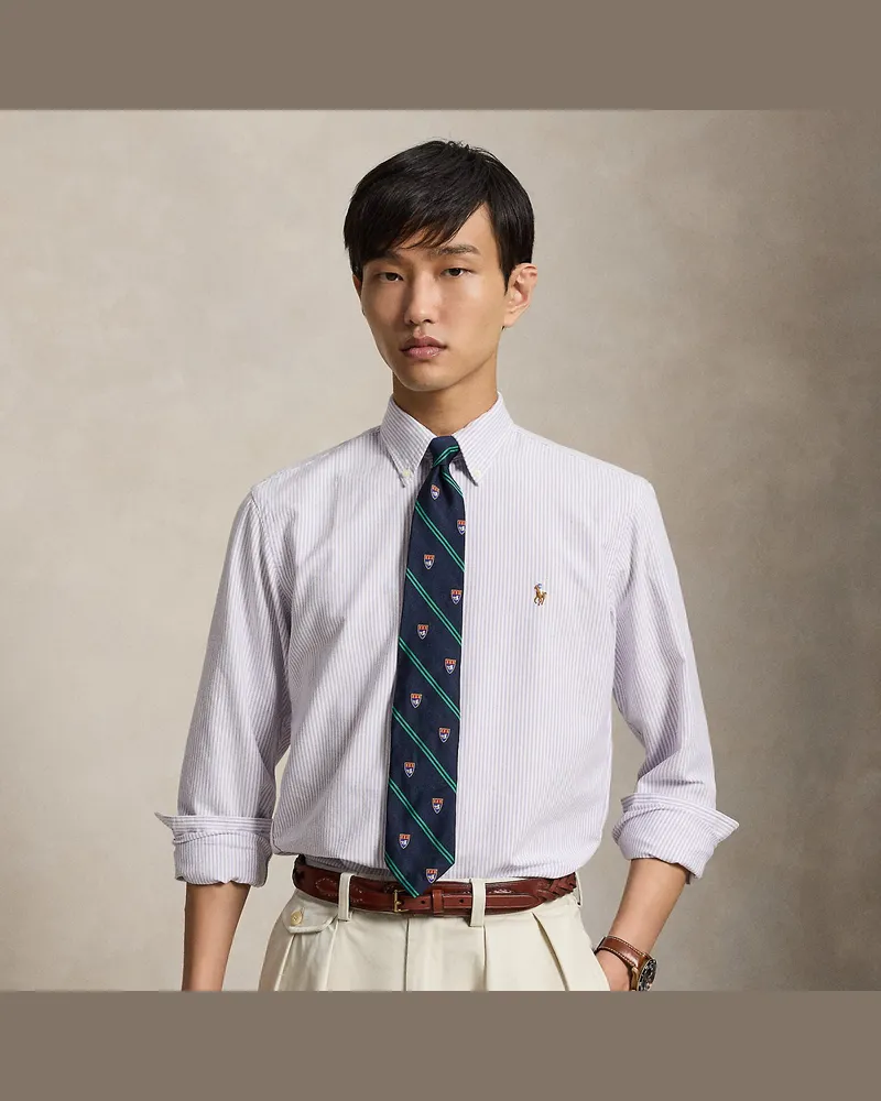 Ralph Lauren Gestreiftes Custom-Fit Oxfordhemd Purple