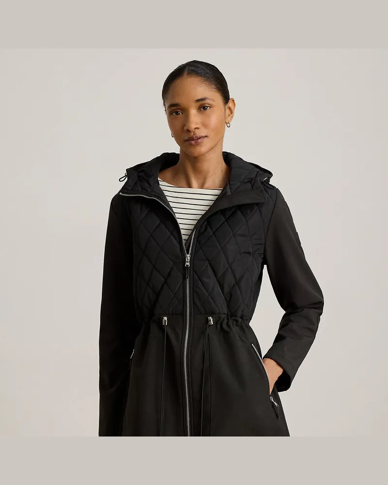 Ralph Lauren Kapuzen-Steppjacke mit Schornsteinkragen Black