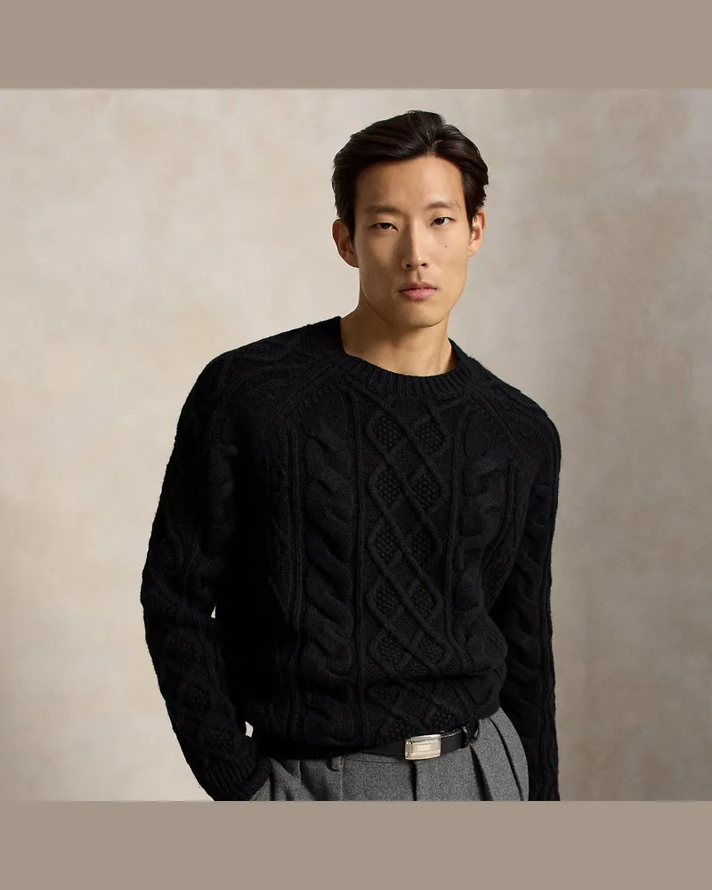 Ralph Lauren Aran-Strickpullover aus Wolle und Alpaka Black