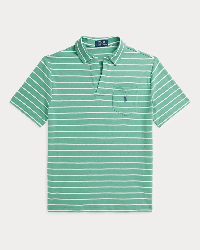 Ralph Lauren Baumwoll-Leinen-Poloshirt mit Streifen Green