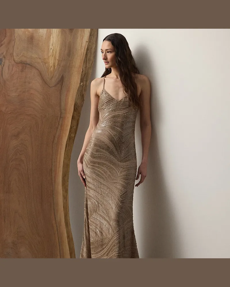 Ralph Lauren Abendkleid Damaris mit Verzierung Silver