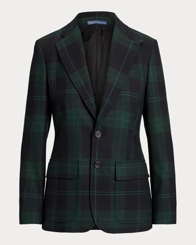 Ralph Lauren Einreihiger Wollblazer mit Karomuster Green
