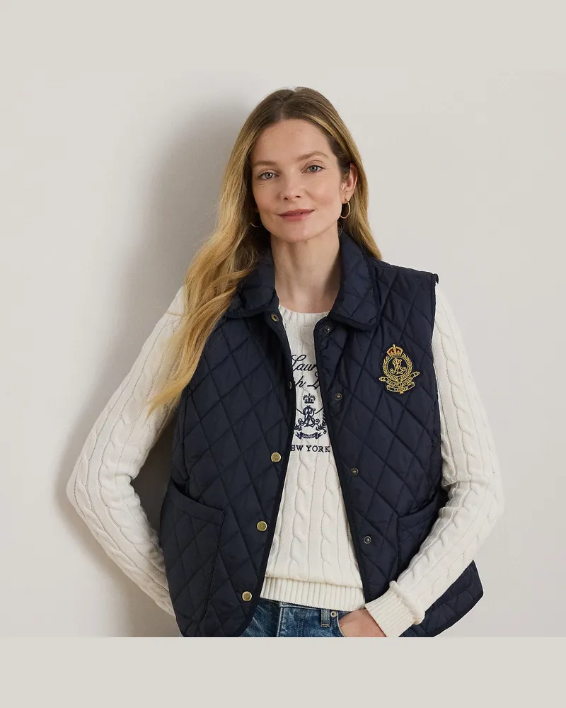 Ralph Lauren Weste mit Rautensteppung und Wappen Blue