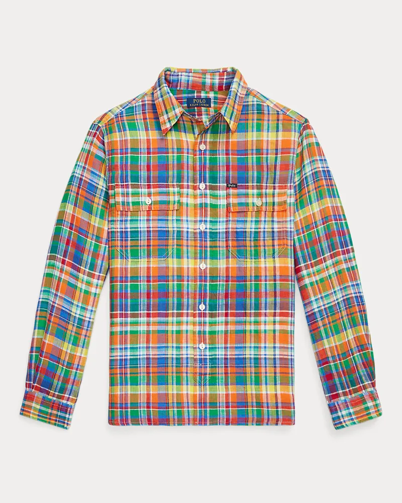 Ralph Lauren Kariertes Classic-Fit Arbeitshemd Orange