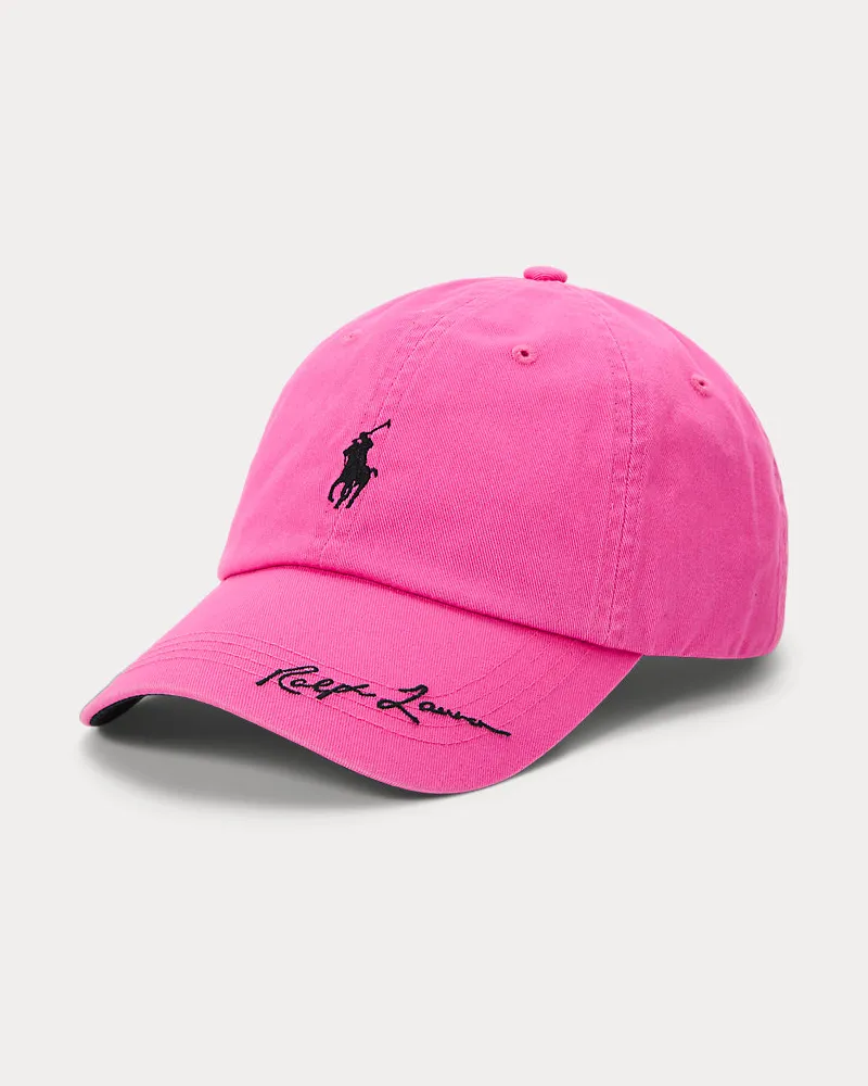 Ralph Lauren Twill-Baseballkappe mit Pink Pony Pink